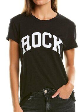 NWT Zadig & Voltaire WALK Black ROCK Lettering Dis Short Sleeve T-Shirt